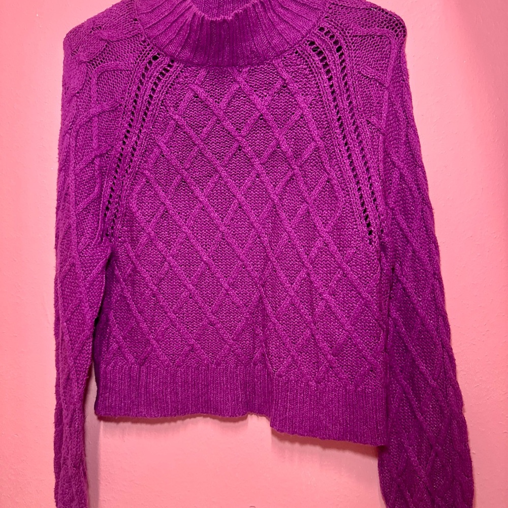 American Eagle Purple Cable Knit Women's Sweater Size S